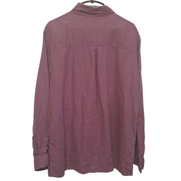 Chadwick's Women's 16 Dark Mauve Long Sleeve Linen Button-Up Breast Pocket Shirt - Picture 3 of 7